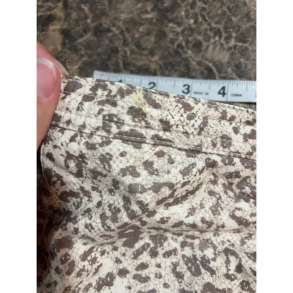 Free People Fake Out Leopard Animal Print Faux Leather Front Mini Skirt 10 Tan - Picture 6 of 12